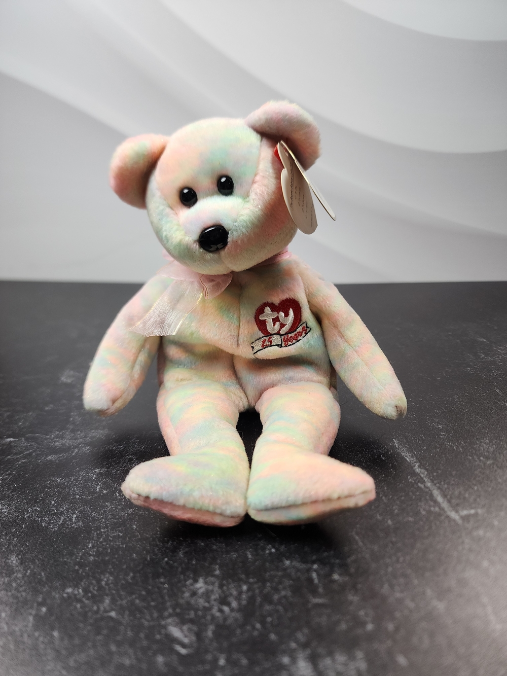 🎉 Ty Beanie Baby "15 Years" Anniversary Bear — Pastel Tie-Dye — With Tag